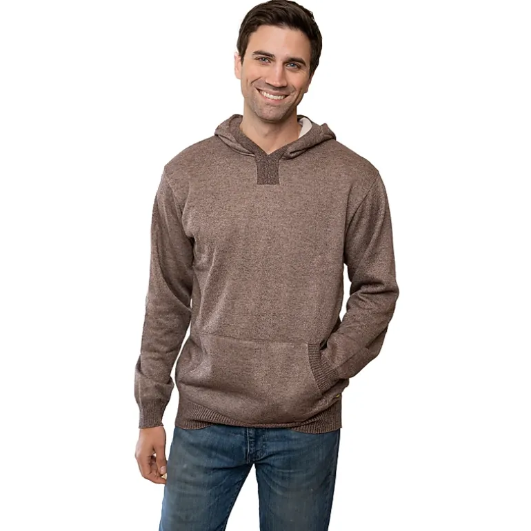 Gioberti Men's Knitted Pullover Hoodie Sweater With Soft Velvet Underlining