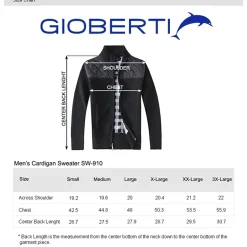 Gioberti Men's Knitted Regular Fit Full Zip Cardigan Sweater With Soft Brushed Flannel Lining