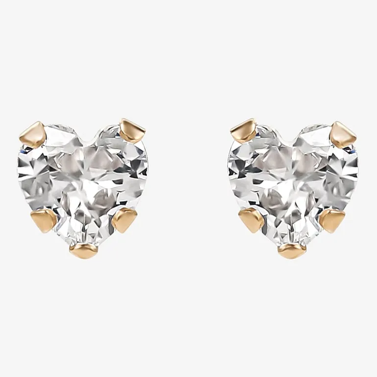 Girls Cubic Zirconia Heart Stud Earrings