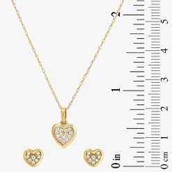 Girls Cubic Zirconia 14K Gold Heart 2-pc. Jewelry Set