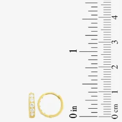 Girls Cubic Zirconia 14K Gold 9mm Round Hoop Earrings