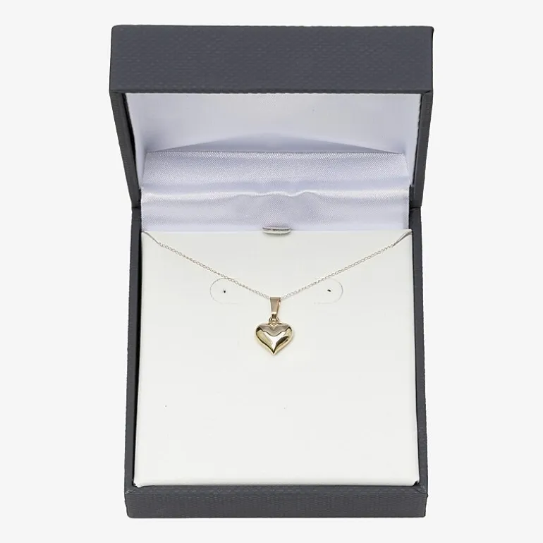 Girls 14K Gold Heart 13 Inch Pendant Necklace