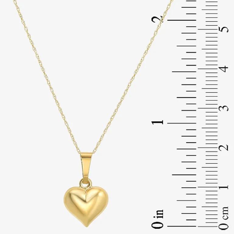 Girls 14K Gold Heart 13 Inch Pendant Necklace