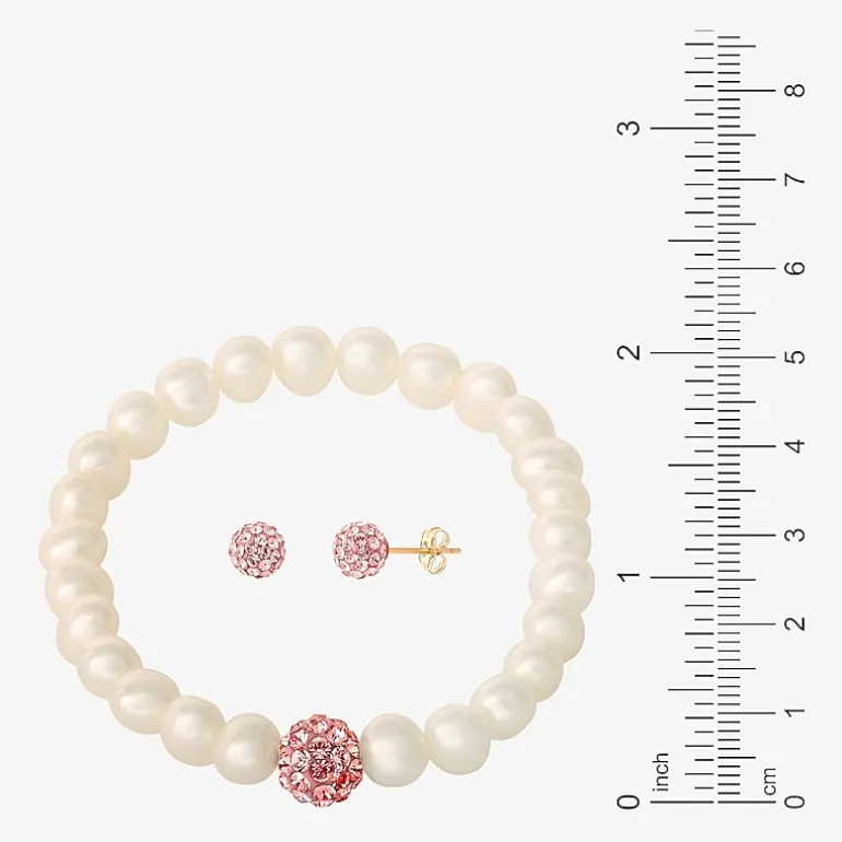 Girls Pink Crystal Cultured Freshwater Pearl 14K Gold 2-pc. Jewelry Set