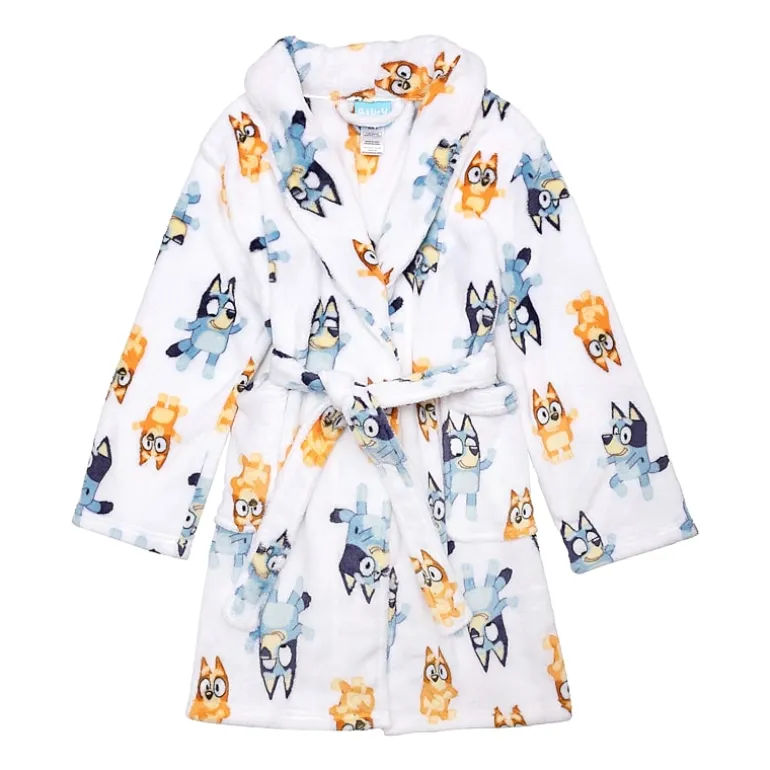 Girls Plush Long Sleeve Knee Length Bluey Robe