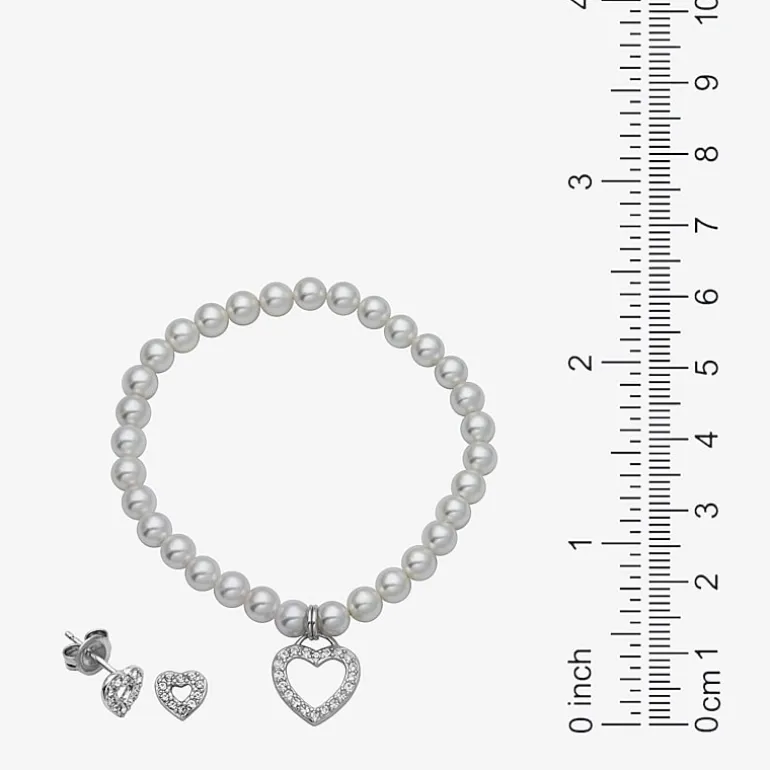 Girls White Cultured Freshwater Pearl Sterling Silver Heart 2-pc. Jewelry Set