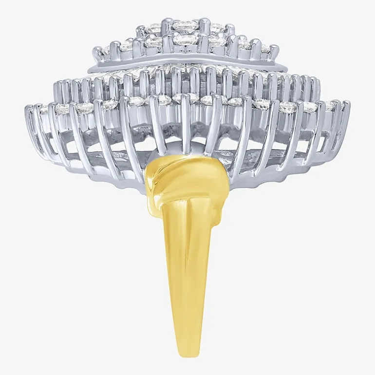 (G / I1) Womens 4 CT. T.W. Lab Grown White Diamond 10K Gold Cluster Cocktail Ring