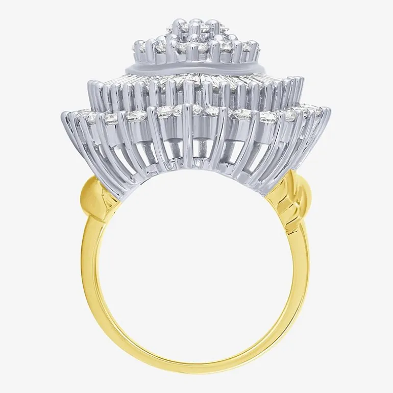 (G / I1) Womens 4 CT. T.W. Lab Grown White Diamond 10K Gold Cluster Cocktail Ring