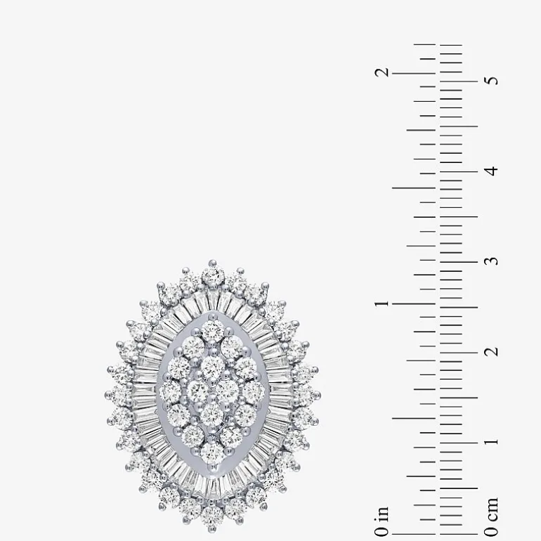 (G / I1) Womens 4 CT. T.W. Lab Grown White Diamond 10K Gold Cluster Cocktail Ring
