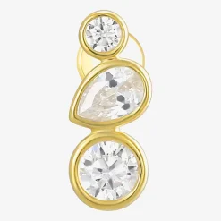 Gold Addiction Butterfly Womens White Cubic Zirconia 10K Gold 6.5mm Butterfly Single Earring