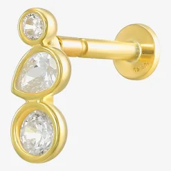 Gold Addiction Butterfly Womens White Cubic Zirconia 10K Gold 6.5mm Butterfly Single Earring