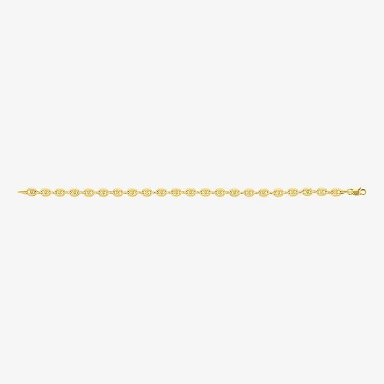 Gold Addiction Unisex Adult 14K Gold 7 Inch Solid Mariner Chain Bracelet