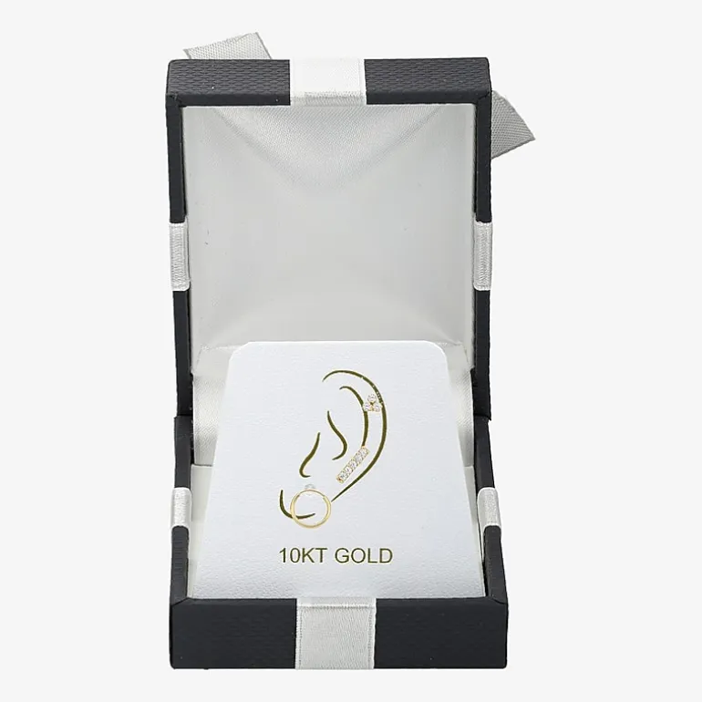 Gold Addiction Womens Cubic Zirconia 10K Gold 3 Pair Earring Set