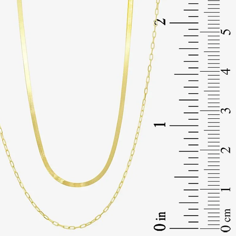 Gold Addiction Womens 10K Gold 16 Inch Herringbone Chain Necklace