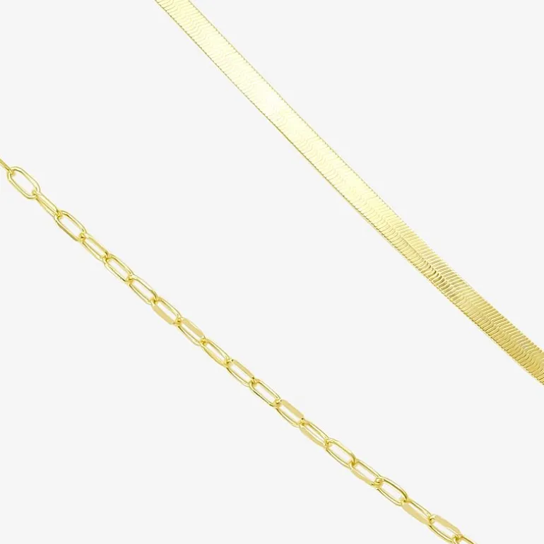 Gold Addiction Womens 10K Gold 16 Inch Herringbone Chain Necklace