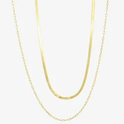 Gold Addiction Womens 10K Gold 16 Inch Herringbone Chain Necklace