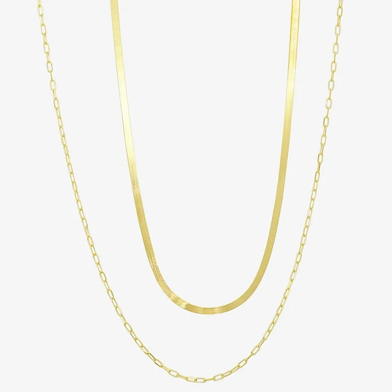 Gold Addiction Womens 10K Gold 16 Inch Herringbone Chain Necklace