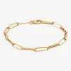 Gold Addiction Womens 14K Gold 7.5 Inch Hollow Paperclip Chain Bracelet