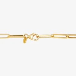 Gold Addiction Womens 14K Gold 7.5 Inch Hollow Paperclip Chain Bracelet