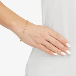 Gold Addiction Womens 14K Gold 7.5 Inch Hollow Paperclip Chain Bracelet
