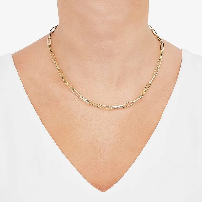 Gold Addiction Womens 14K Gold 18 Inch Paperclip Chain Necklace