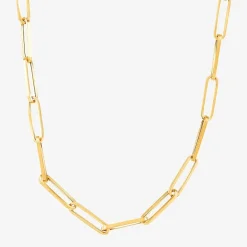 Gold Addiction Womens 14K Gold 18 Inch Paperclip Chain Necklace