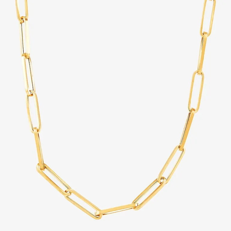 Gold Addiction Womens 14K Gold 18 Inch Paperclip Chain Necklace