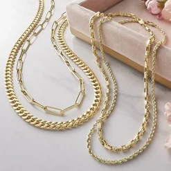Gold Addiction Womens 14K Gold 18 Inch Paperclip Chain Necklace