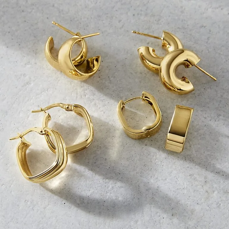 Gold Addiction Womens 10K Gold 13.5mm Hoop Earrings