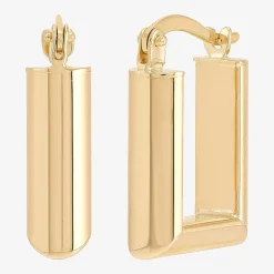 Gold Addiction Womens 10K Gold 17.9mm Rectangular Hoop Earrings