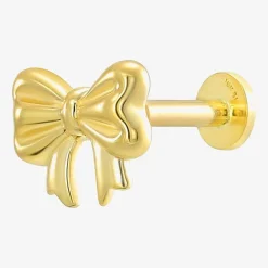 Gold Addiction Womens 10K Gold 6.5mm Bow Single Earring