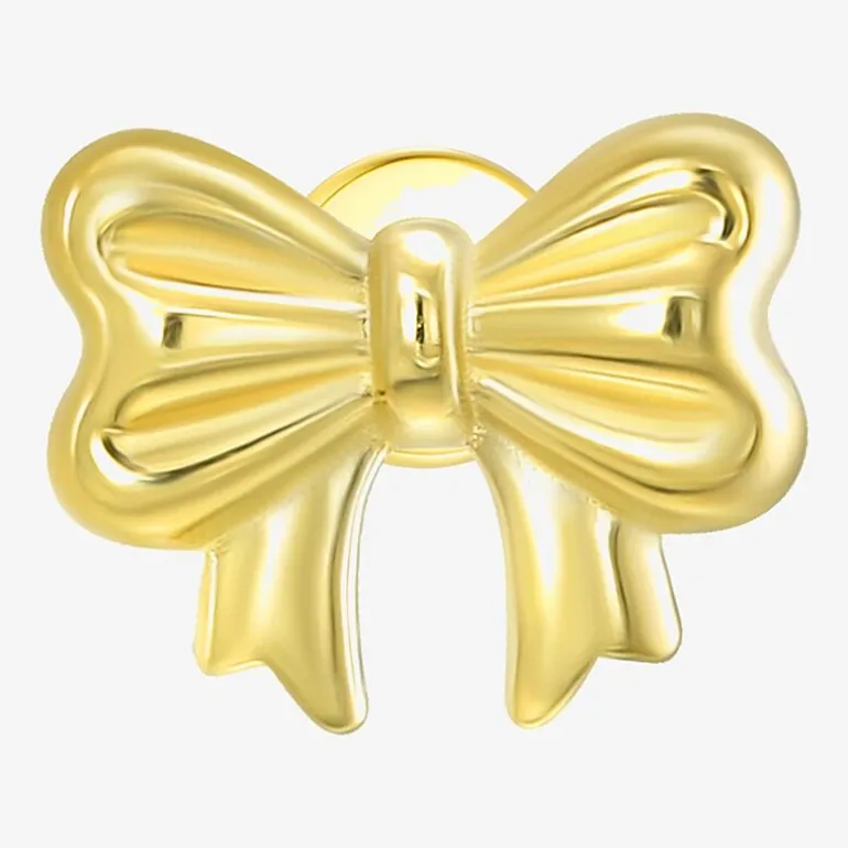 Gold Addiction Womens 10K Gold 6.5mm Bow Single Earring