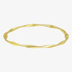 Gold Addiction Womens 10K Gold Round Bangle Bracelet