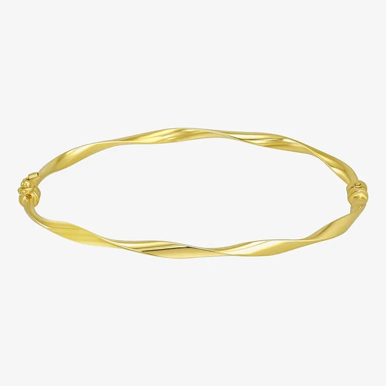 Gold Addiction Womens 10K Gold Round Bangle Bracelet