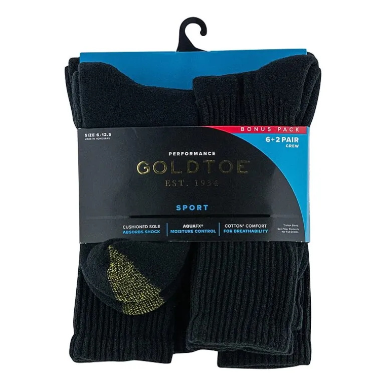 Gold Toe Athletic Sport Bonus Pack Mens 8 Pair Crew Socks