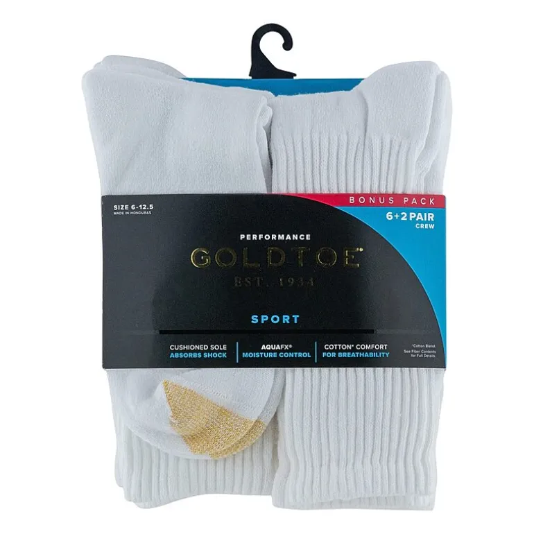 Gold Toe Athletic Sport Bonus Pack Mens 8 Pair Crew Socks