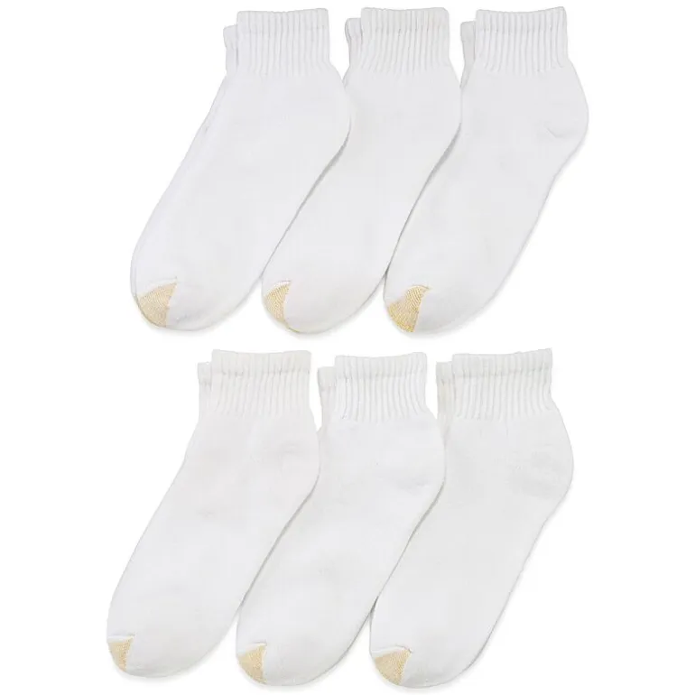 Gold Toe Athletic Sport Mens Breathable Multi-Pack 6 Pair Quarter Ankle Socks