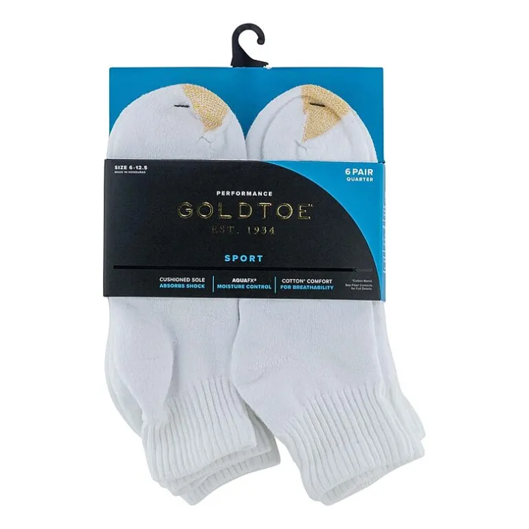 Gold Toe Athletic Sport Mens Breathable Multi-Pack 6 Pair Quarter Ankle Socks