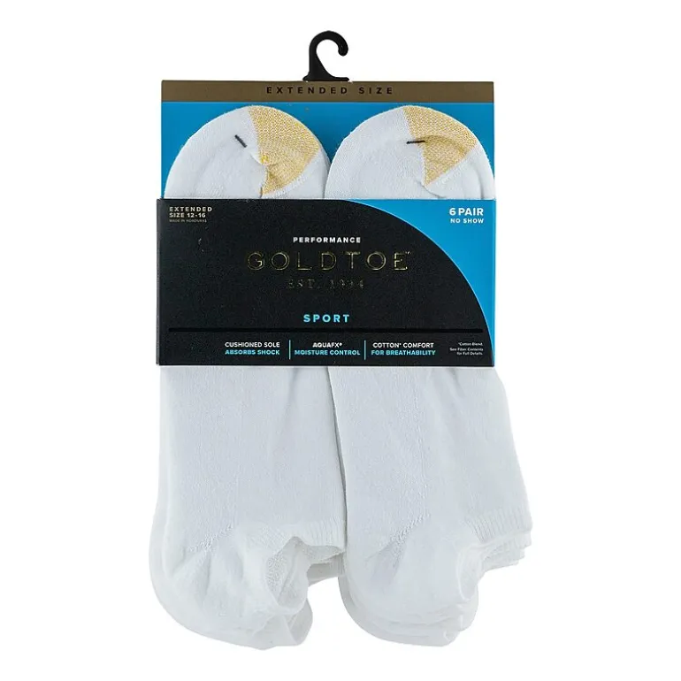 Gold Toe Athletic Sport Mens Multi-Pack 6 Pair Big and Tall No Show Socks
