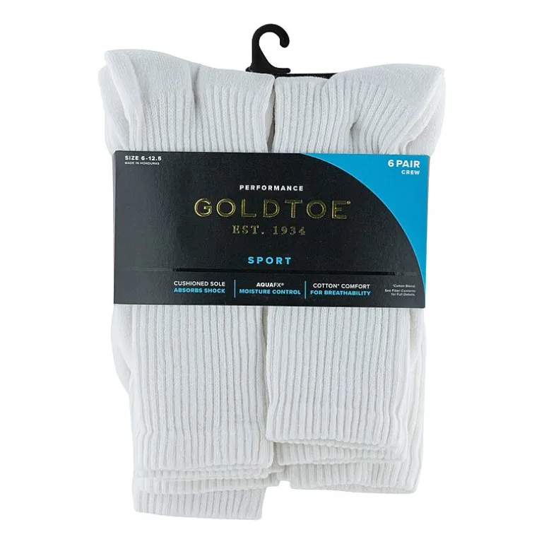 Gold Toe Athletic Sport Mens 6 Pair Crew Socks