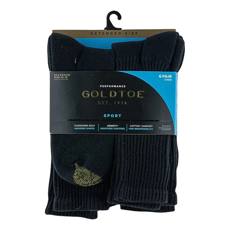 Gold Toe Athletic Sport Mens 6 Pair Big and Tall Crew Socks