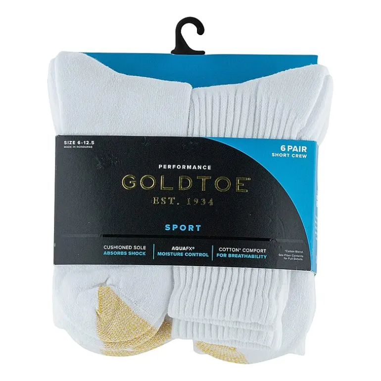 Gold Toe Athletic Sport Short Mens 6 Pair Crew Socks