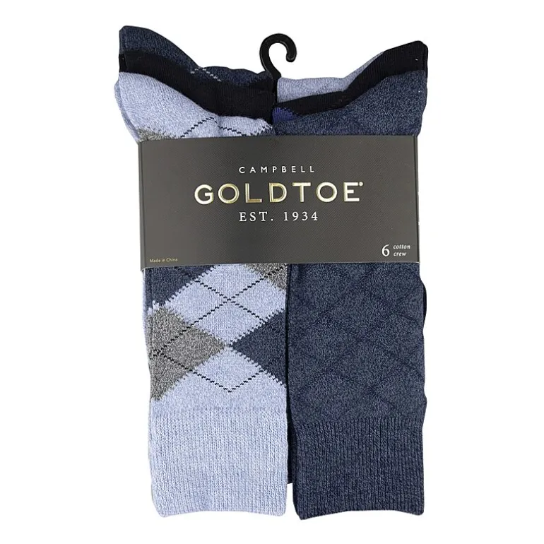 Gold Toe Campbell Mens 6 Pair Crew Socks