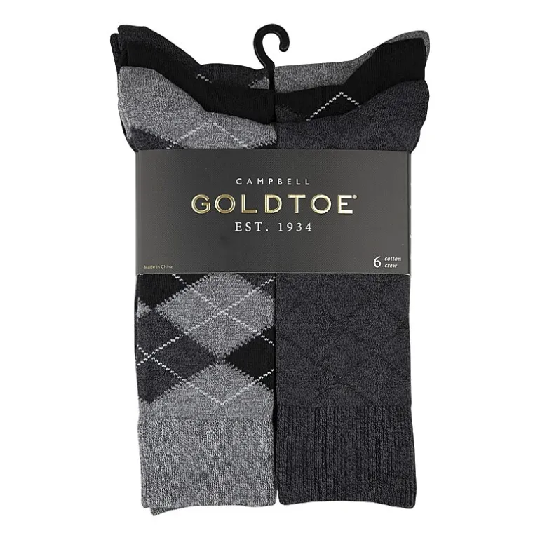 Gold Toe Campbell Mens 6 Pair Crew Socks