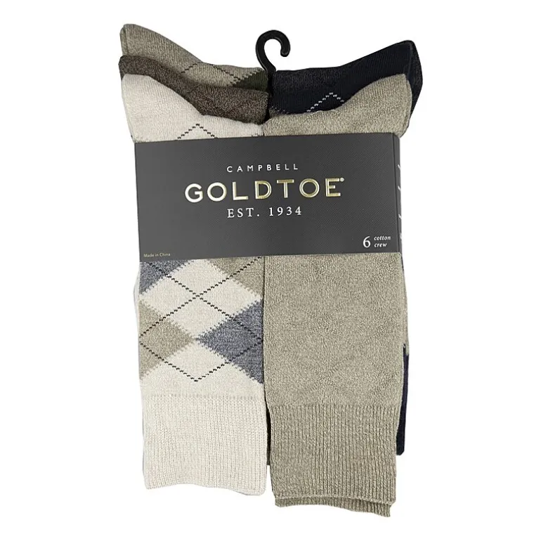 Gold Toe Campbell Mens 6 Pair Crew Socks