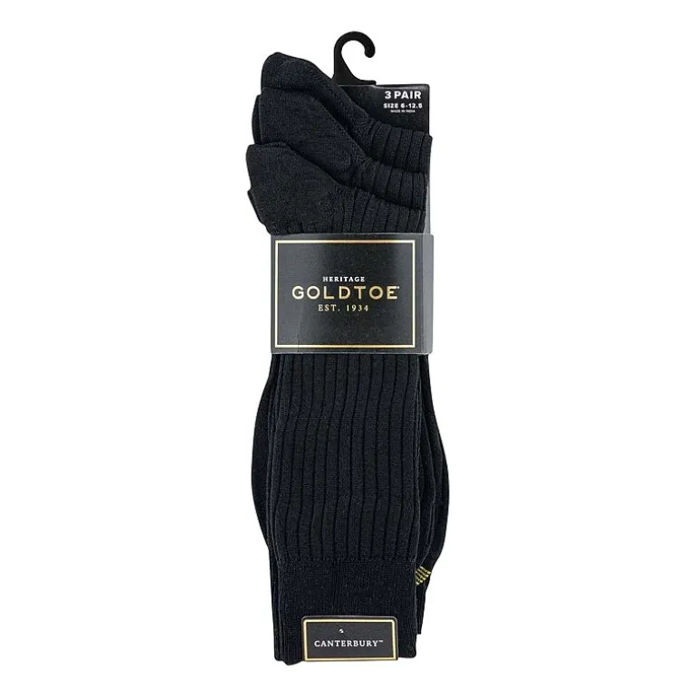 Gold Toe Canterbury Dress Mens 3 Pair Crew Socks
