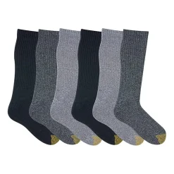 Gold Toe Harrington Mens 6 Pair Big and Tall Crew Socks