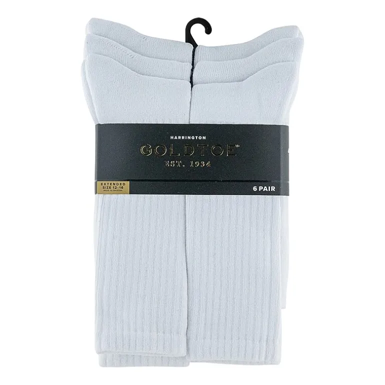 Gold Toe Harrington Mens 6 Pair Big and Tall Crew Socks