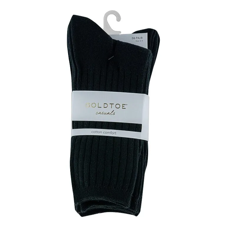 Gold Toe Ribbed Womens 6 Pair Crew Socks
