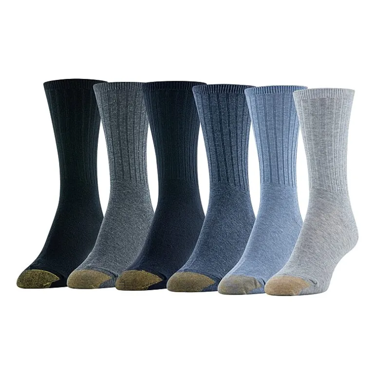 Gold Toe Ribbed Womens 6 Pair Crew Socks